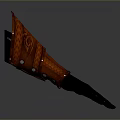 Red Ornate Weapon Vambrace With Intricate Patterns And Black Combat Glove
