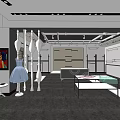 Modern Clothing Store Interior With Display Racks Mannequin Ceiling Lights And Stylish Floor