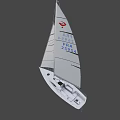 Eclipse Catamaran Sailboat With White Hull Black Sails YF 74005 Pontoons 3d model