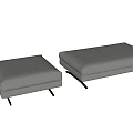 Elegant Modern Gray Upholstered Sofa Stool With Black Metal Legs Design 3d model