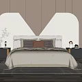 Modern Background Double Bed Double Bed 3d model