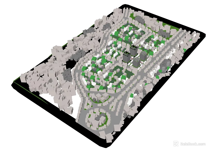 Commercial Equipment For 3D Urban Planning Model With Road And Green Space Layout 3d model 