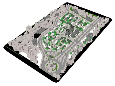 Commercial Equipment For 3D Urban Planning Model With Road And Green Space Layout 3d model