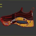 Modern Sporty Sneakers With Yellow Camo Sole Black Upper Blue Cushion And Strap Design