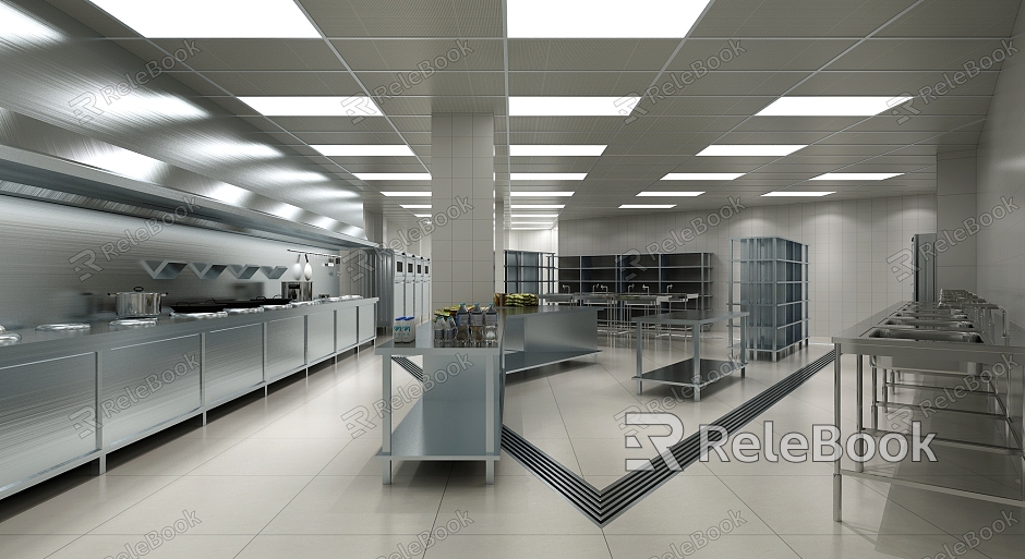 Modern kitchen restaurant kitchen processing area combination model