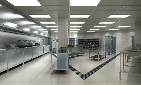 Modern kitchen restaurant kitchen processing area combination 3d model