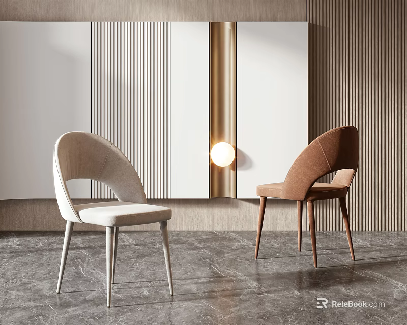 Modern Leisure Chairs With Light And Dark Upholstery In Stylish Interior 3d model 