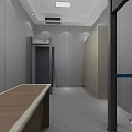 Security Monitoring Room With Gray Acoustic Walls Dual Monitor Screens And Office Desk Chair