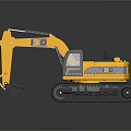 Yellow Heavy Duty Tracked Excavator With Mechanical Arm And Operator Cab