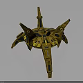 Advanced Yellow Cosmic Spaceship With Multi Wing Structure For Space Exploration