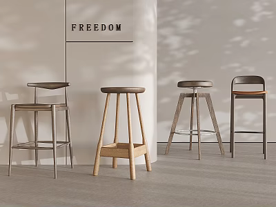 Modern Stylish Bar Stools With Various Designs And Materials For Indoor Use 3d model