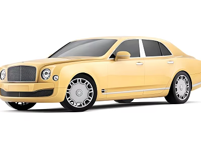 Yellow Bentley Luxury Sedan With Sleek Exterior And Chrome Alloy Wheels 3d model