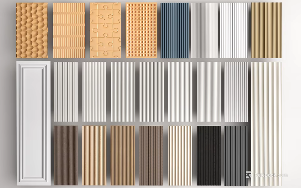 Modern Wall Panels With Various Designs And Different Colors For Home Decoration 3d model 