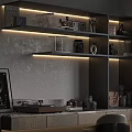 Modern Decorative Cabinet With Open Shelves LED Lighting And Decorative Items
