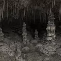 Natural Cave Microtopography Featuring Stalactites Stalagmites And Intricate Rock Formations