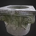 Architectural Carved Stone Capital With Classical Ornamental Patterns And Decorative Details
