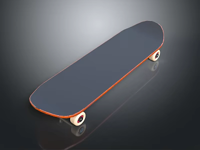 Children Skateboard with Black Deck Orange Trim and White Wheels for Kids Fun 3d model
