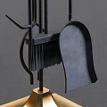 Elegant Fireplace Tools Set With Black Metal And Gold Accents On Stand