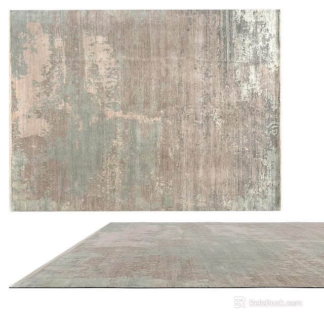 Soft Fabric Square Carpet In Neutral Tones With Distressed Texture And Vintage Design 3d model 