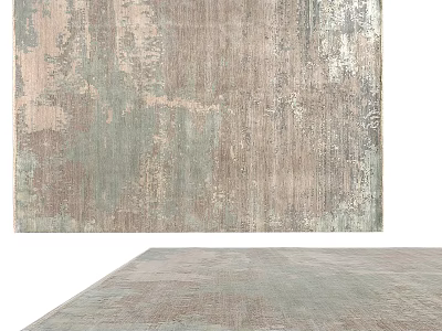 Soft Fabric Square Carpet In Neutral Tones With Distressed Texture And Vintage Design 3d model