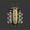 Creative Vintage Mechanical Airship Model With Yellow Balloon Wooden Propeller And Metal Base