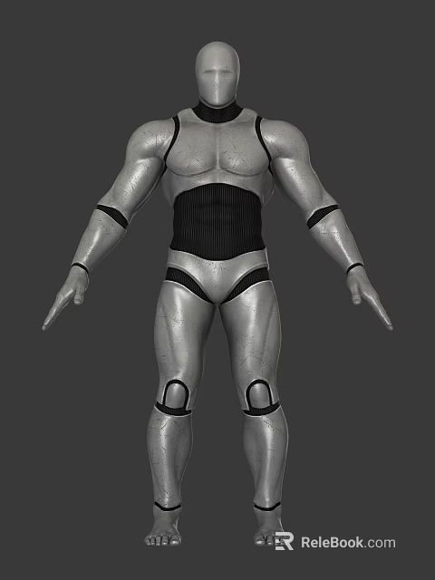 Smart Machine Humanoid Figure With Muscular Mechanical Design And Protective Gear 3d model 