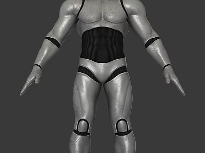 Smart Machine Humanoid Figure With Muscular Mechanical Design And Protective Gear 3d model