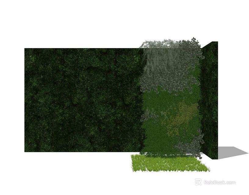 Modern Kitchen Cabinets With Green Plant Wall Decoration And Sleek Design 3d model 