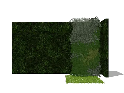 Modern Kitchen Cabinets With Green Plant Wall Decoration And Sleek Design 3d model