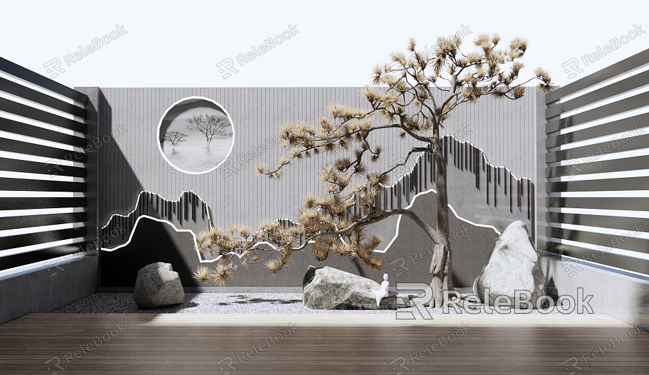 New Chinese Landscape Setches Dead Rock Courtyard Landscape model