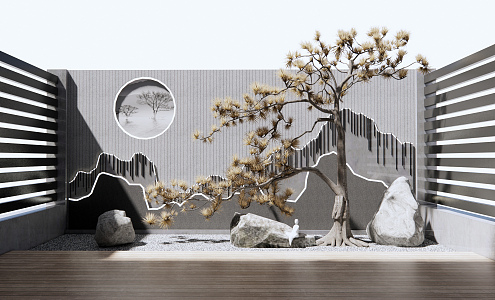 New Chinese Landscape Setches Dead Rock Courtyard Landscape 3d model