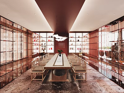 Luxurious Tobacco And Liquor Store Interior With Display Shelves And Tables 3d model