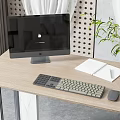 Modern computer display mouse keyboard combination 3d model