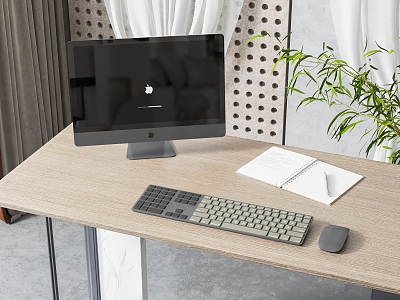 Modern computer display mouse keyboard combination 3d model