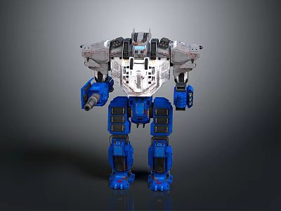 Mechanical Robot Model With Blue Legs Silver Upper Body And Armored Arms 3d model