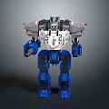 Mechanical Robot Model With Blue Legs Silver Upper Body And Armored Arms