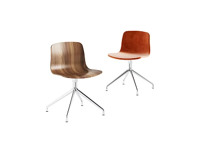 Modern Office Chair With Wooden Seat Backrest And Metal Legs Design 3d model