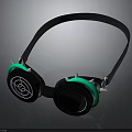 Steampunk Style Goggles With Black Strap White Circular Design Spikes And Green Glowing Accents