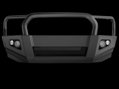 Black Front Bumper With Round Lights And Rectangular Center Design 3d model