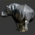 Shiny Blue Green Hippo Sculpture With Metallic Texture On Dark Background