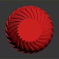Elegant Red Sculpted Vase with Intricate Wavy Carving Patterns and Glossy Texture