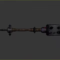 Black Spiked War Hammer With Red Glowing Core Brown Handle And Decorative End
