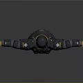 Sci Fi Armored Character With Black Yellow Armor And Mechanical Design Standing Pose