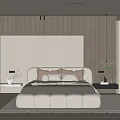 Modern Bedroom Interior Design With Wooden Accent Wall Upholstered Headboard And Area Rug