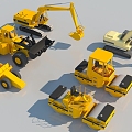 Excavator engineering truck bulldozer roller conveyor harvester construction heavy truck forklift forklift construction team machinery 3d model