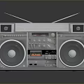 Vintage Silver Radio Cassette Player With Dual Speakers Antennas Control Panel And Tape Deck