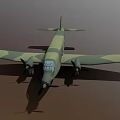 Green Camouflage Military Aircraft With Black Cross Markings And Propeller Engines
