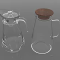 Transparent Glass Tea Pitchers With Clear And Wooden Lids And Handles