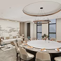 New Chinese-style private room dining table combination 3d model