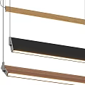 Modern Linear Pendant Lights With Wooden Frame And Black Metal For Interior Lighting Design